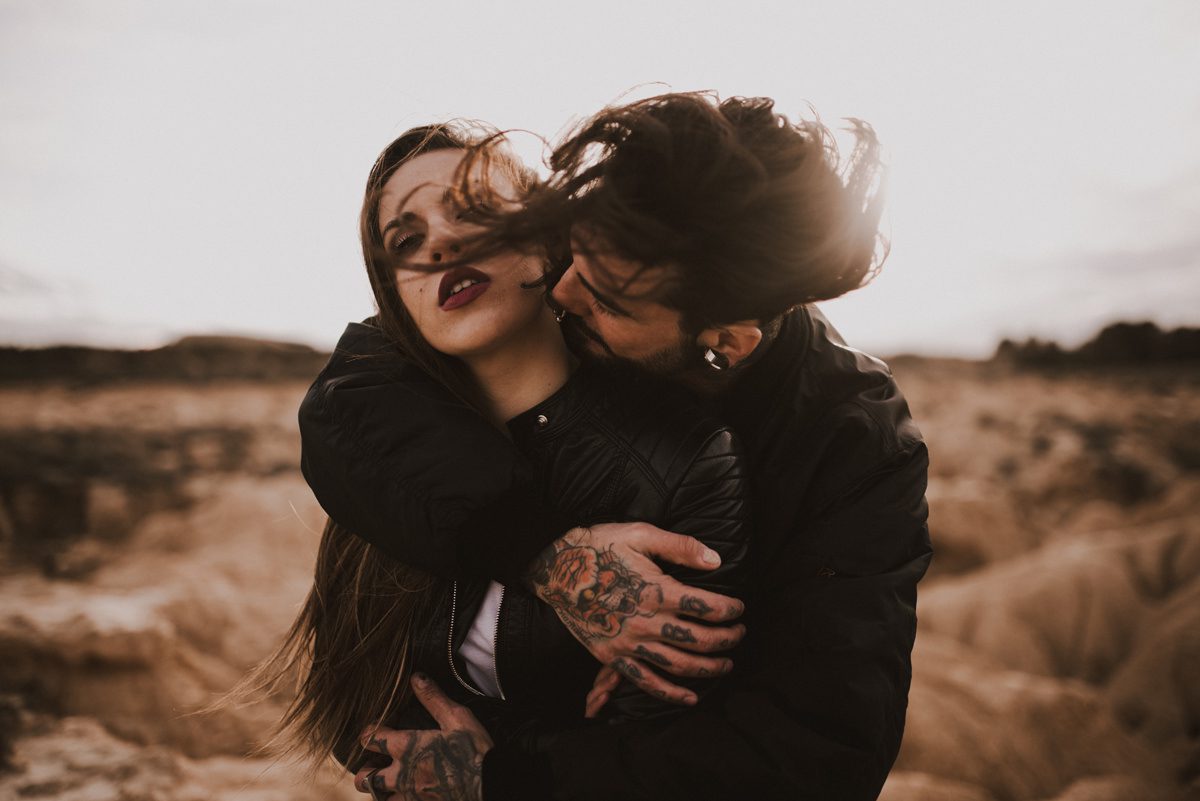 couple engagement desert