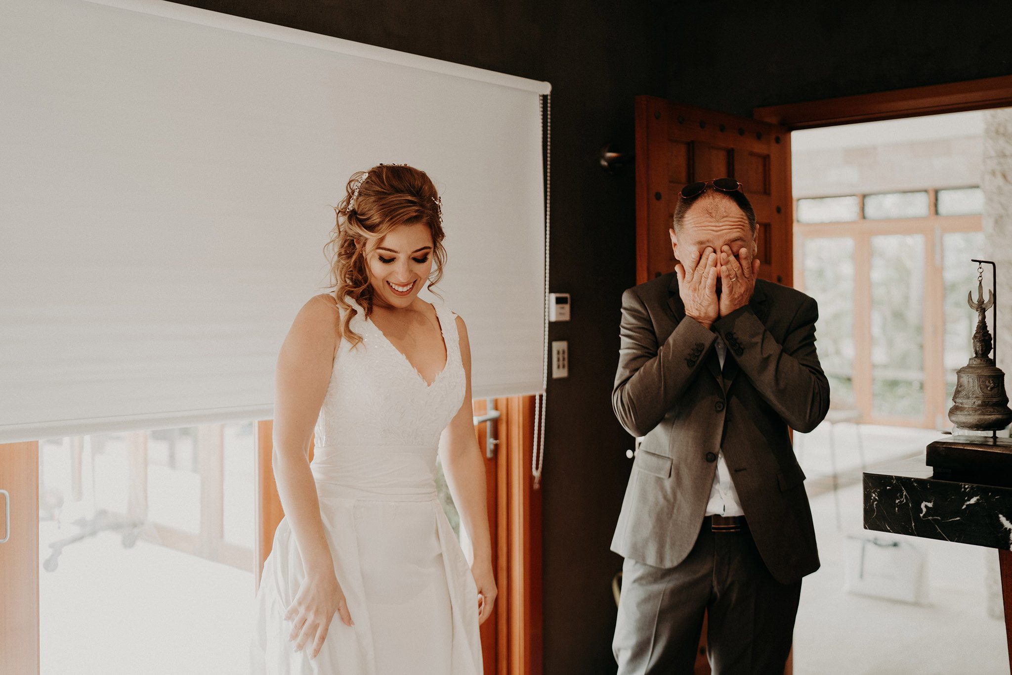 sydney boho elegant wedding. father of the bride crying