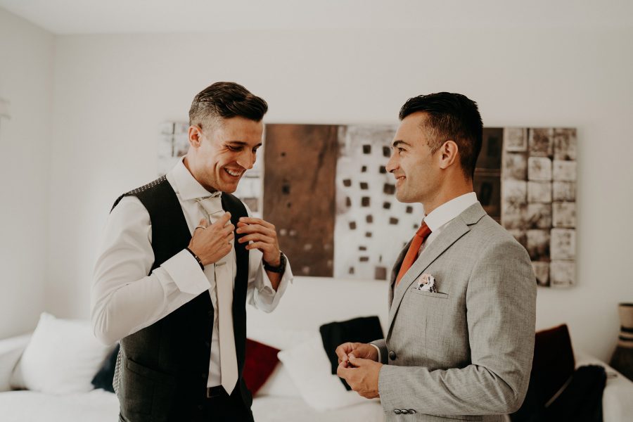 sydney boho elegant wedding. groom getting ready