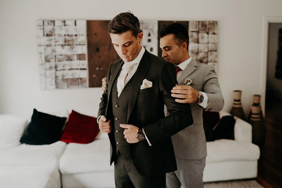 sydney boho elegant wedding. groom getting ready