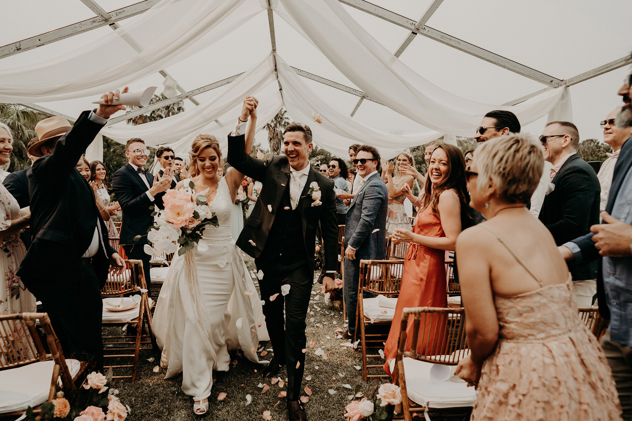 sydney boho elegant wedding. ceremony exit