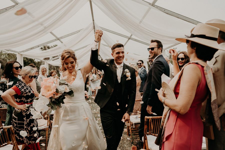 sydney boho elegant wedding. ceremony exit