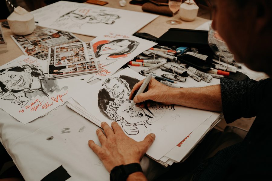 sydney boho elegant wedding. cartoonist