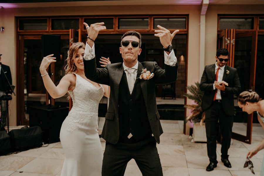 sydney boho elegant wedding. bride and groom dancefloor entrance