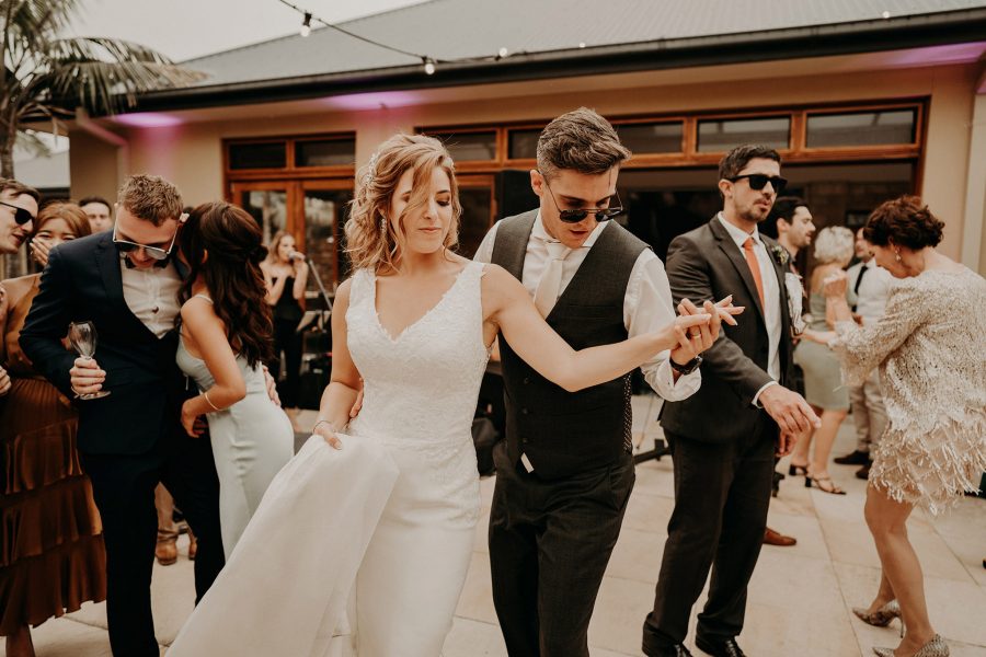 sydney boho elegant wedding. bride and groom dancing