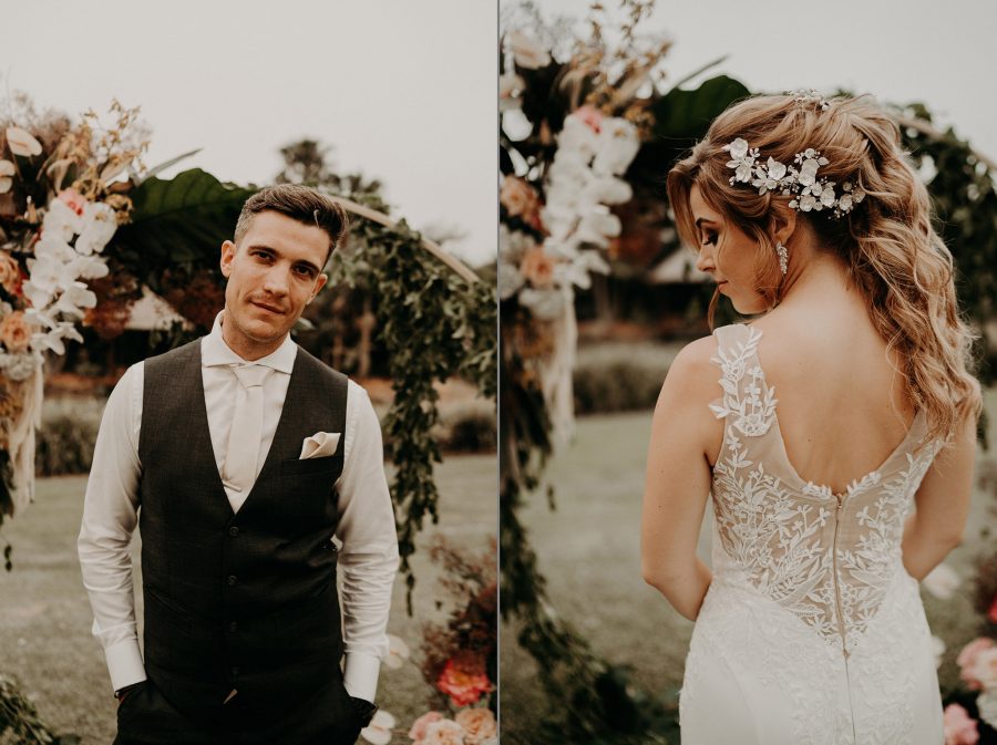 sydney boho elegant wedding. bride and groom portraits