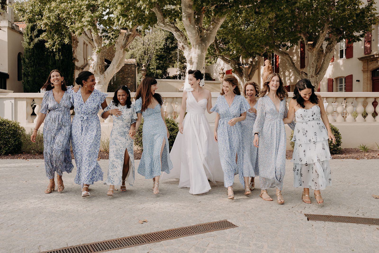Provence wedding, domaine de la galiniere, pastel blue bridesmaids